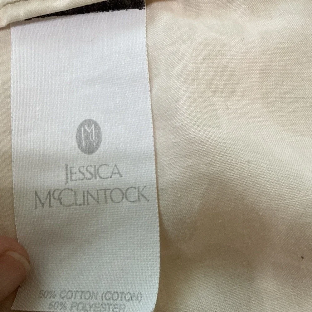 Vtg Jessica McClintock Flat Sheet Romantic Liaisons Monochromatic Botanical FULL